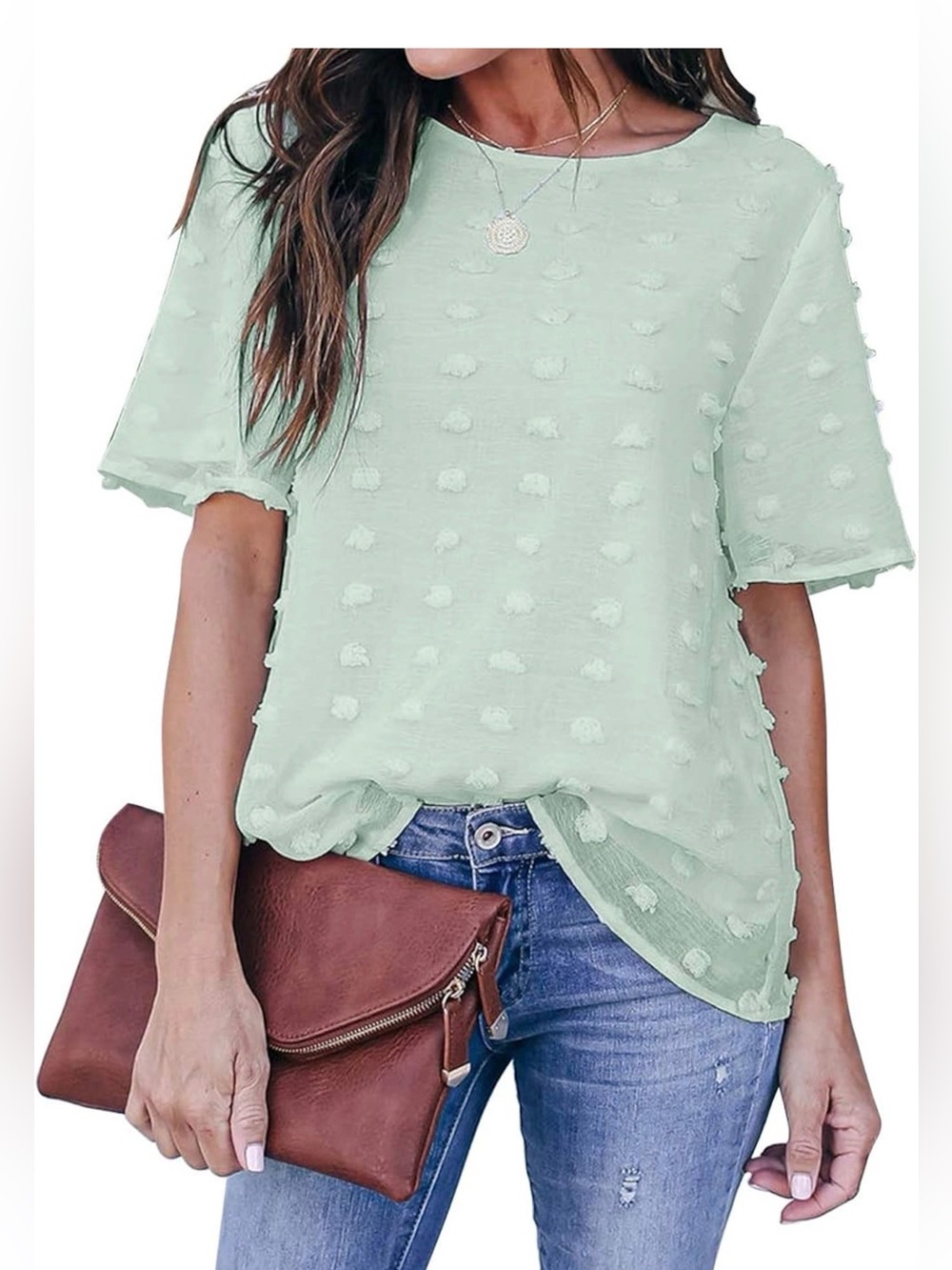 Blooming Jelly Mint Swiss Dot 100% Cotton Blouse | XL (US 12) | Lined